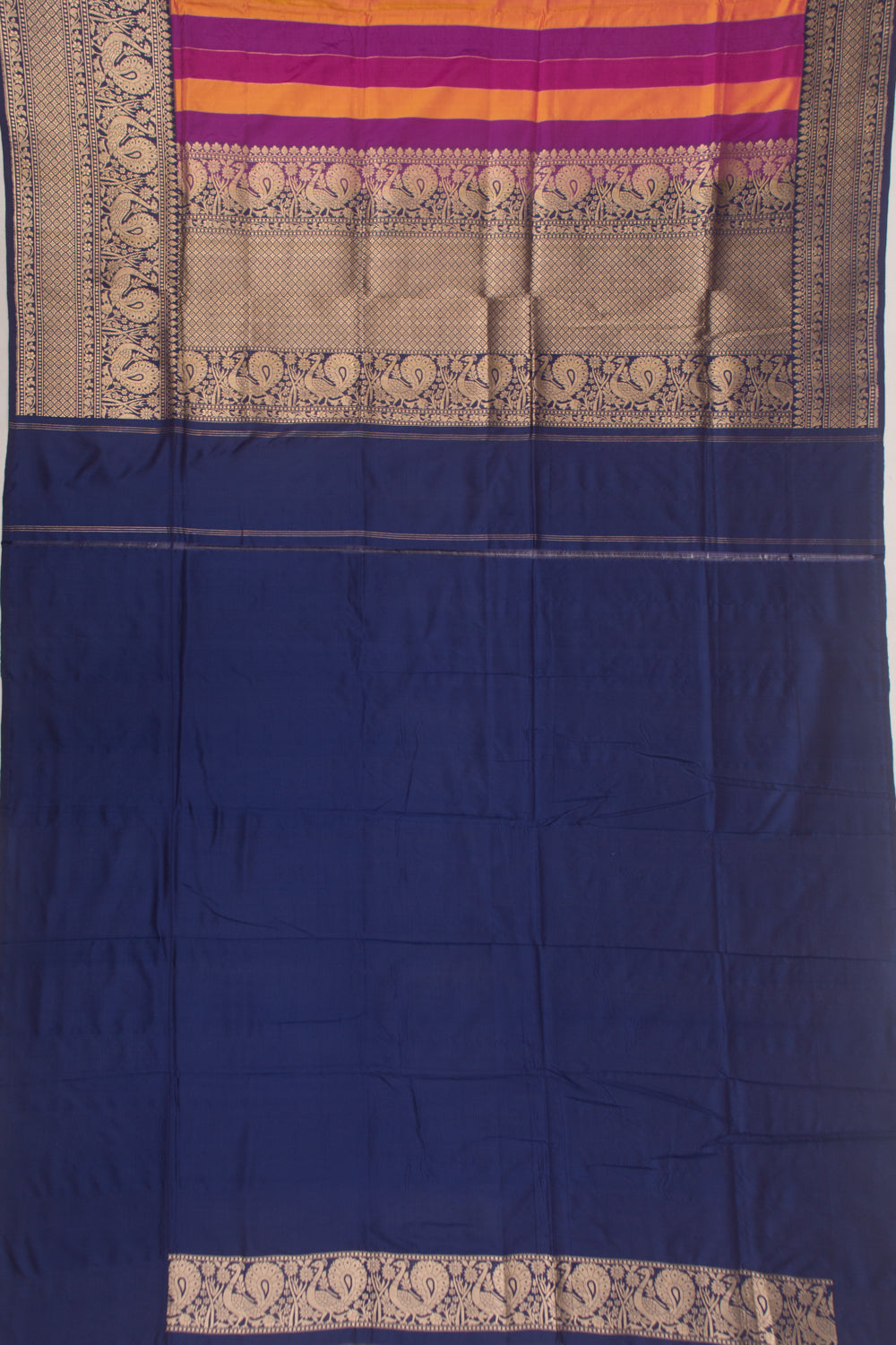 Banarasi Silk Vertical Lines Mulitcolour Saree