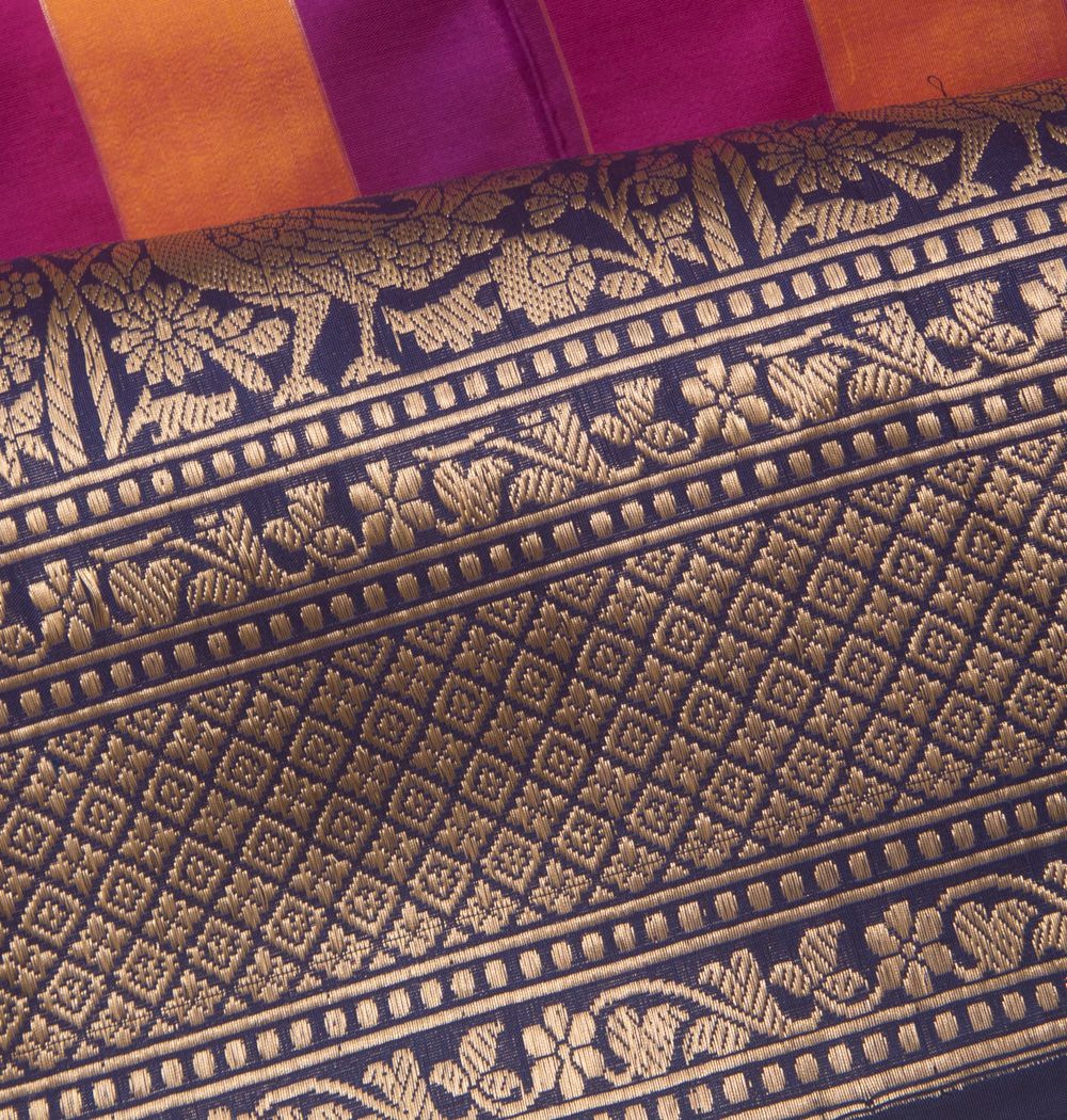 Banarasi Silk Vertical Lines Mulitcolour Saree