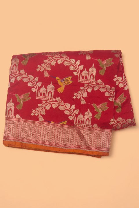 Banarasi Silk Brocade Red Saree