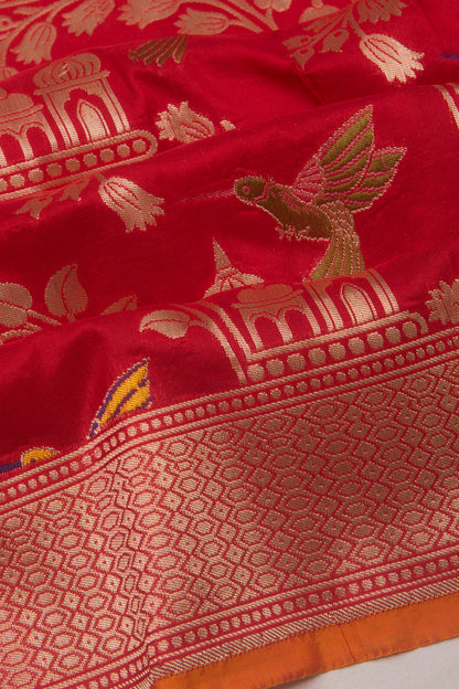 Banarasi Silk Brocade Red Saree