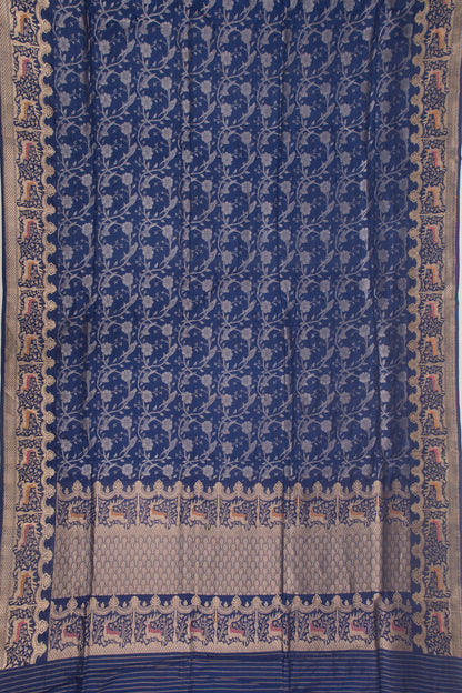 Banarasi Silk Jaal Dark Blue Saree