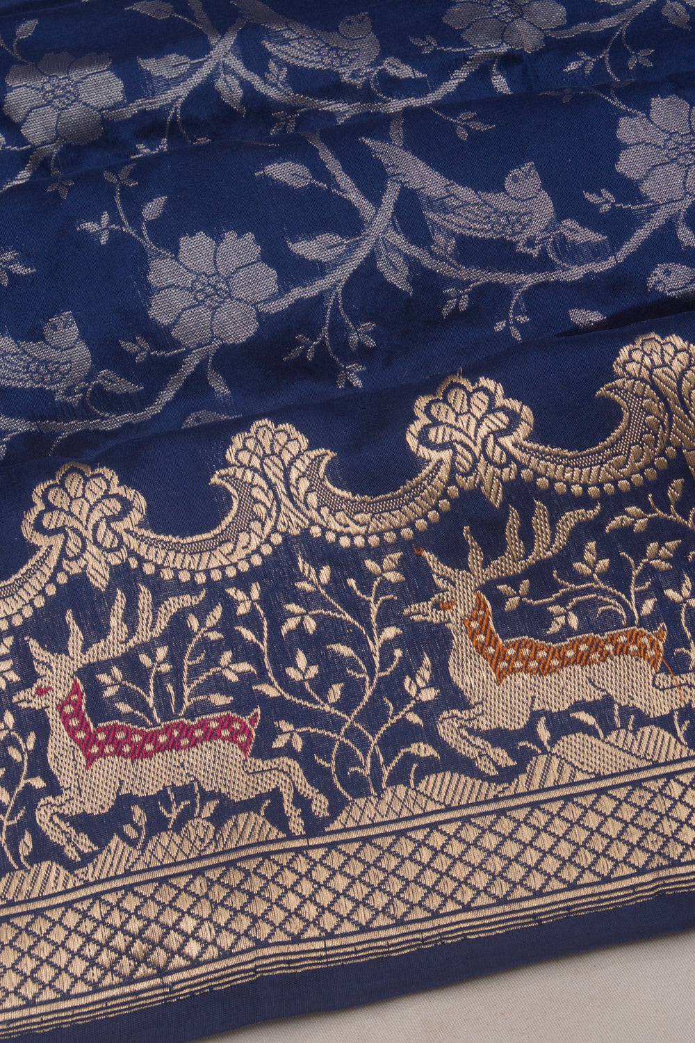 Banarasi Silk Jaal Dark Blue Saree