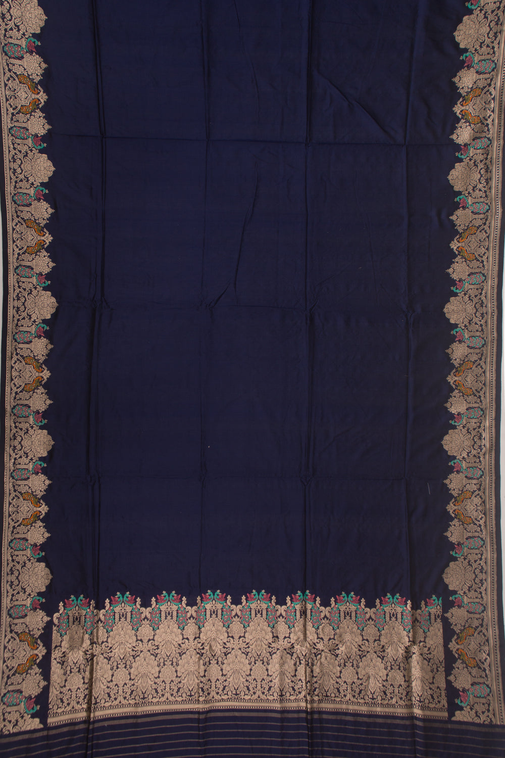 Banarasi Silk Plain Dark Blue Saree