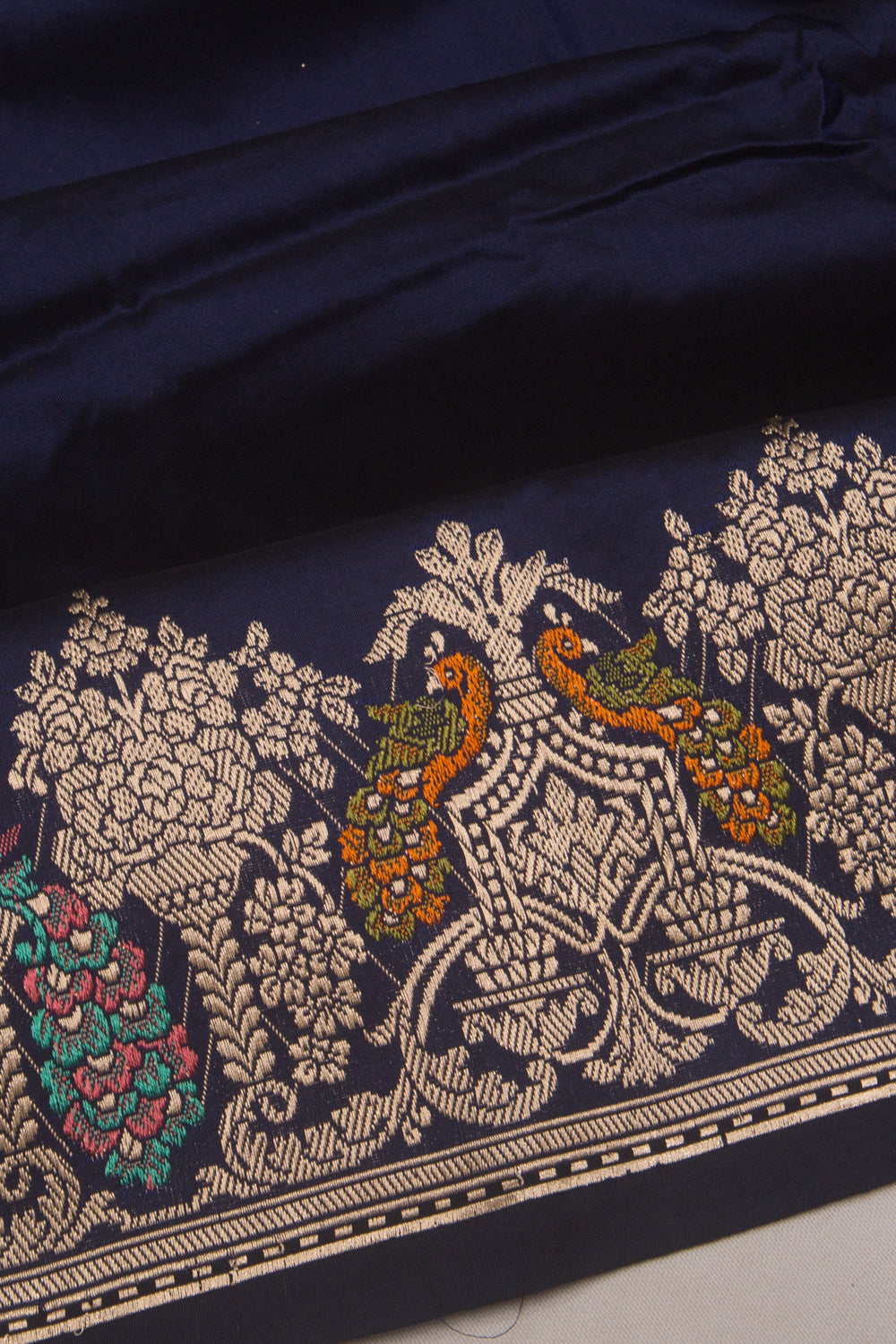 Banarasi Silk Plain Dark Blue Saree