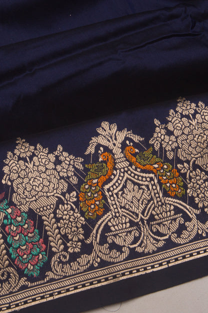 Banarasi Silk Plain Dark Blue Saree