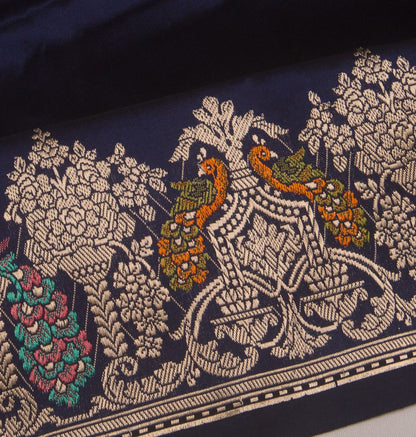 Banarasi Silk Plain Dark Blue Saree