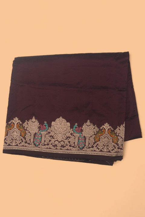 Banarasi Silk Plain Brown Saree