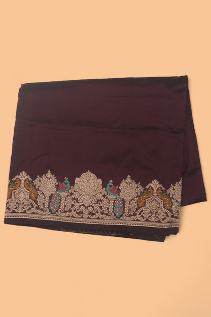 Banarasi Silk Plain Brown Saree