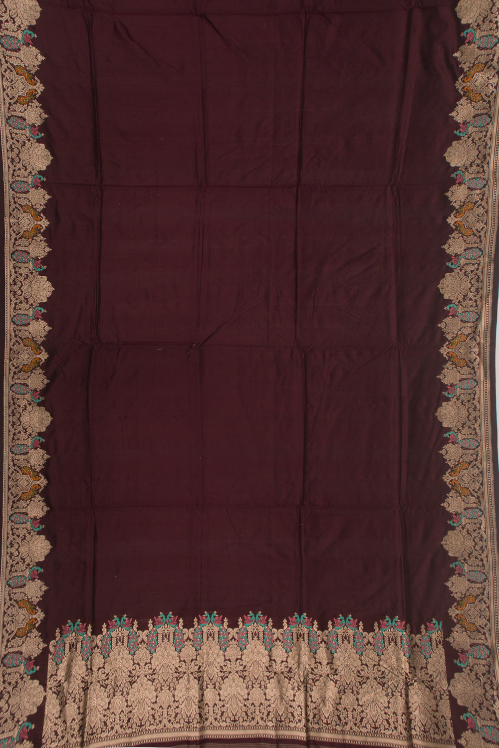 Banarasi Silk Plain Brown Saree
