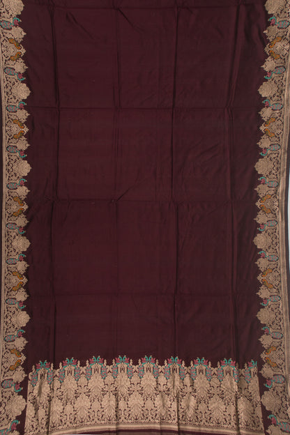 Banarasi Silk Plain Brown Saree