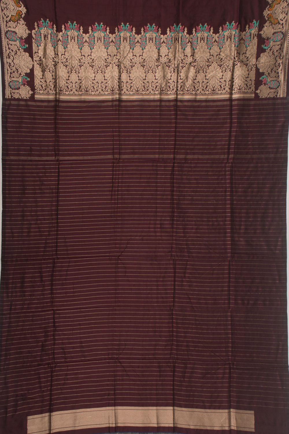 Banarasi Silk Plain Brown Saree