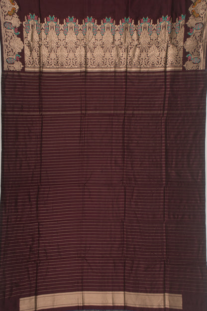 Banarasi Silk Plain Brown Saree