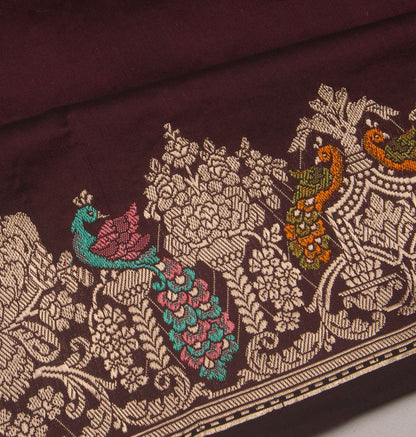Banarasi Silk Plain Brown Saree