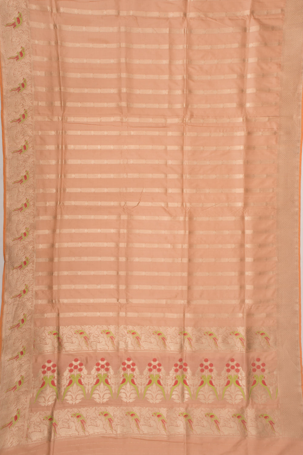 Banarasi Silk Vertical Lines Cream Saree