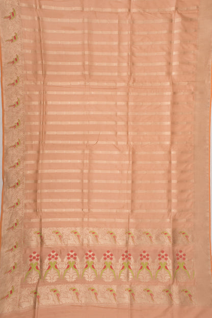 Banarasi Silk Vertical Lines Cream Saree
