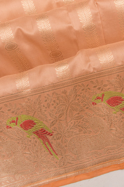 Banarasi Silk Vertical Lines Cream Saree