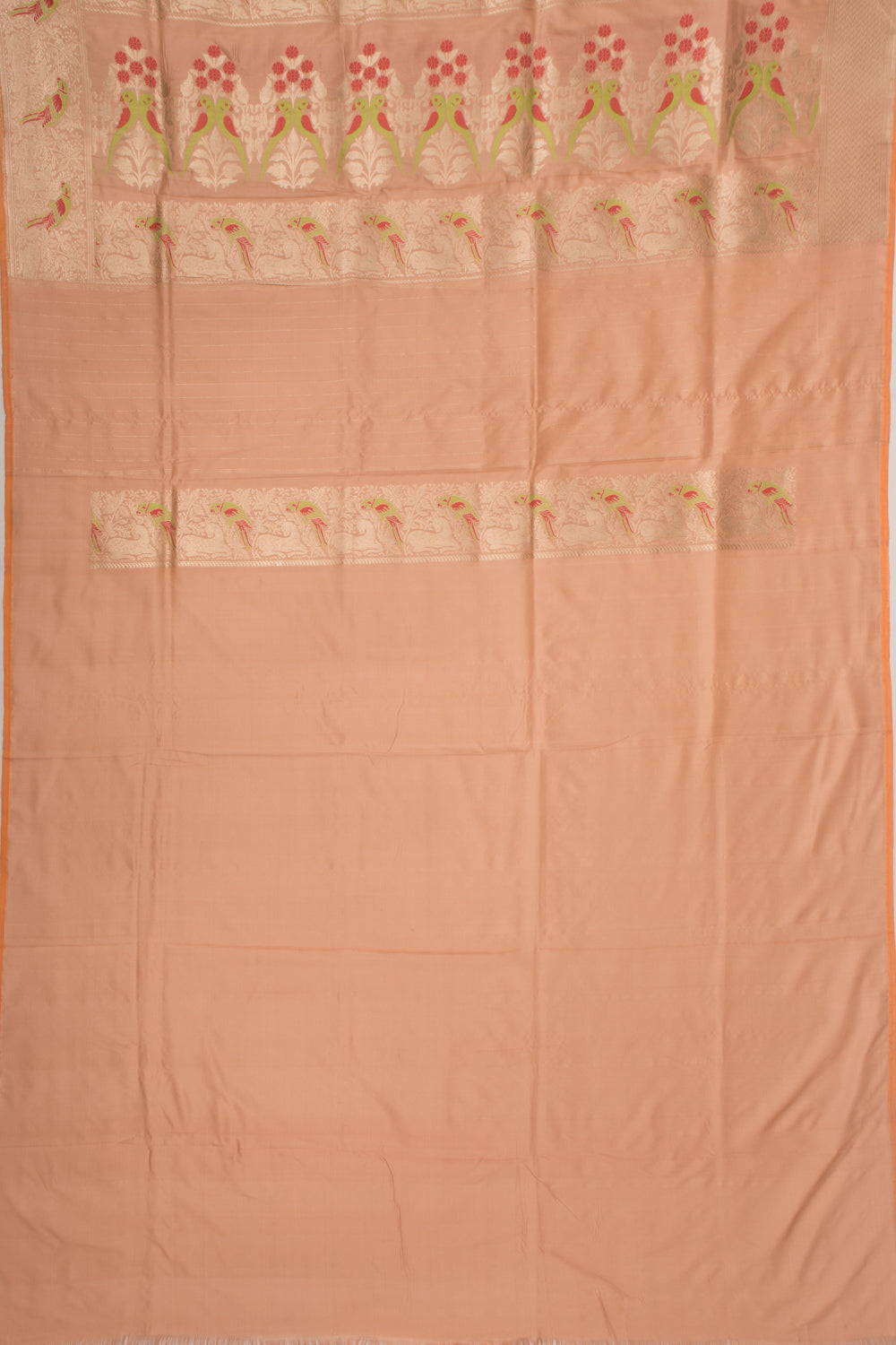 Banarasi Silk Vertical Lines Cream Saree