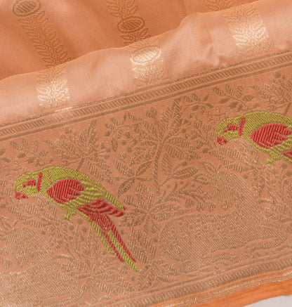 Banarasi Silk Vertical Lines Cream Saree