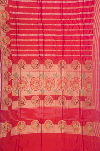 Banarasi Silk Vertical Lines Pink Saree