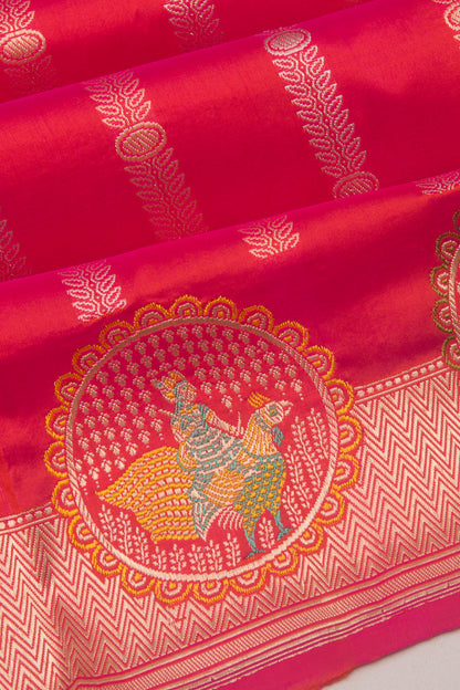 Banarasi Silk Vertical Lines Pink Saree