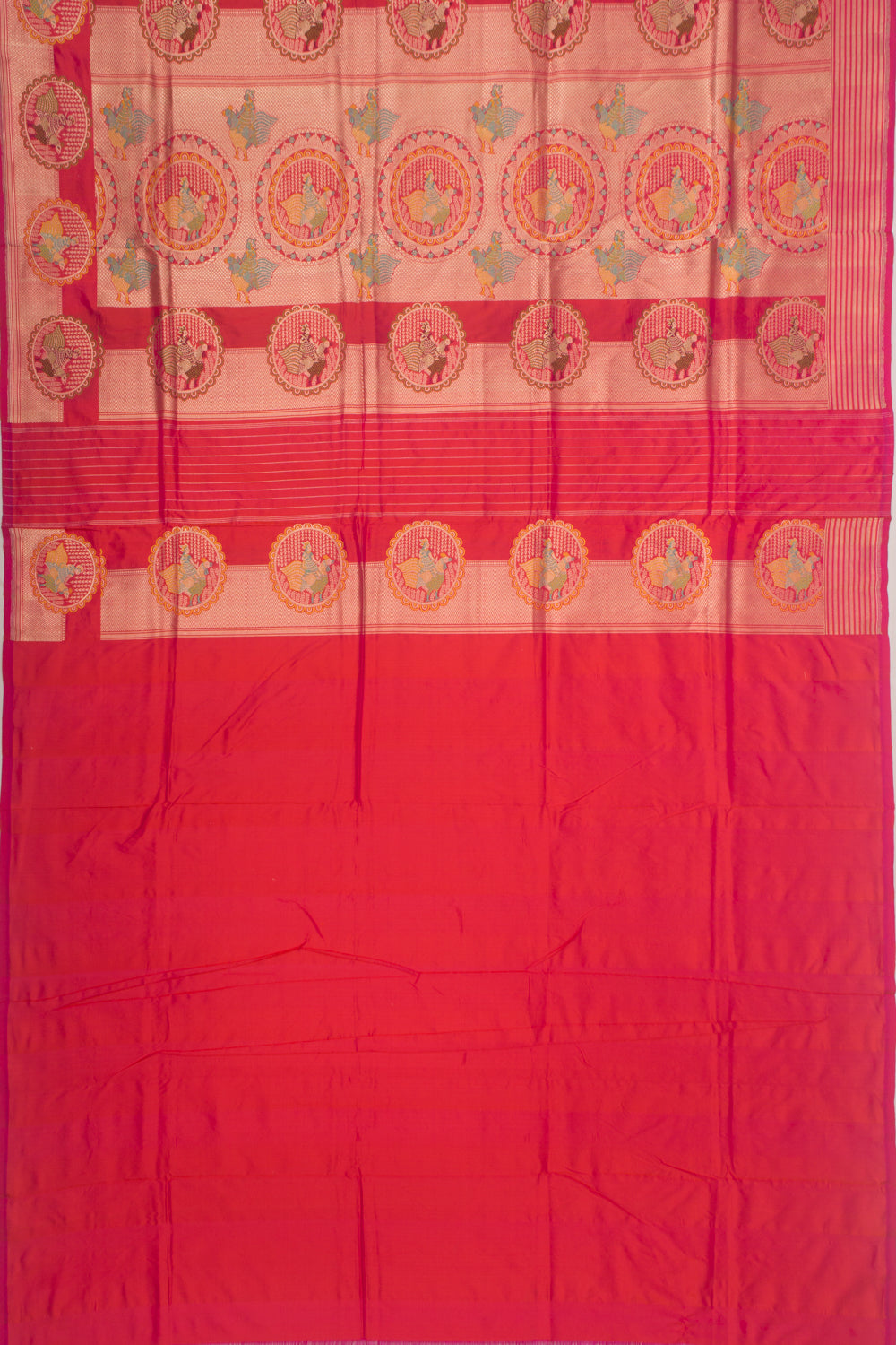 Banarasi Silk Vertical Lines Pink Saree