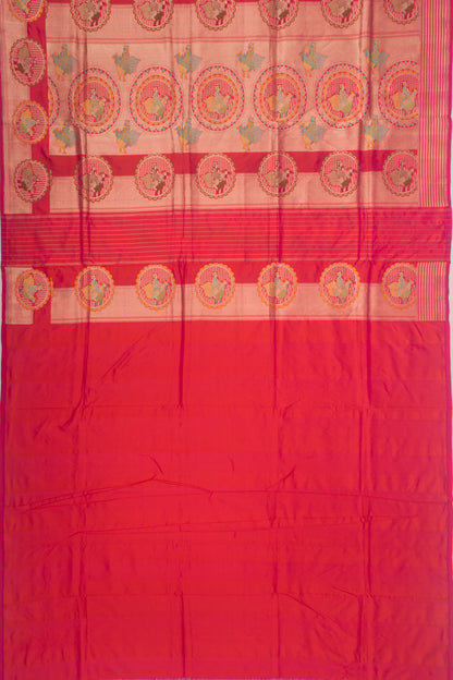 Banarasi Silk Vertical Lines Pink Saree