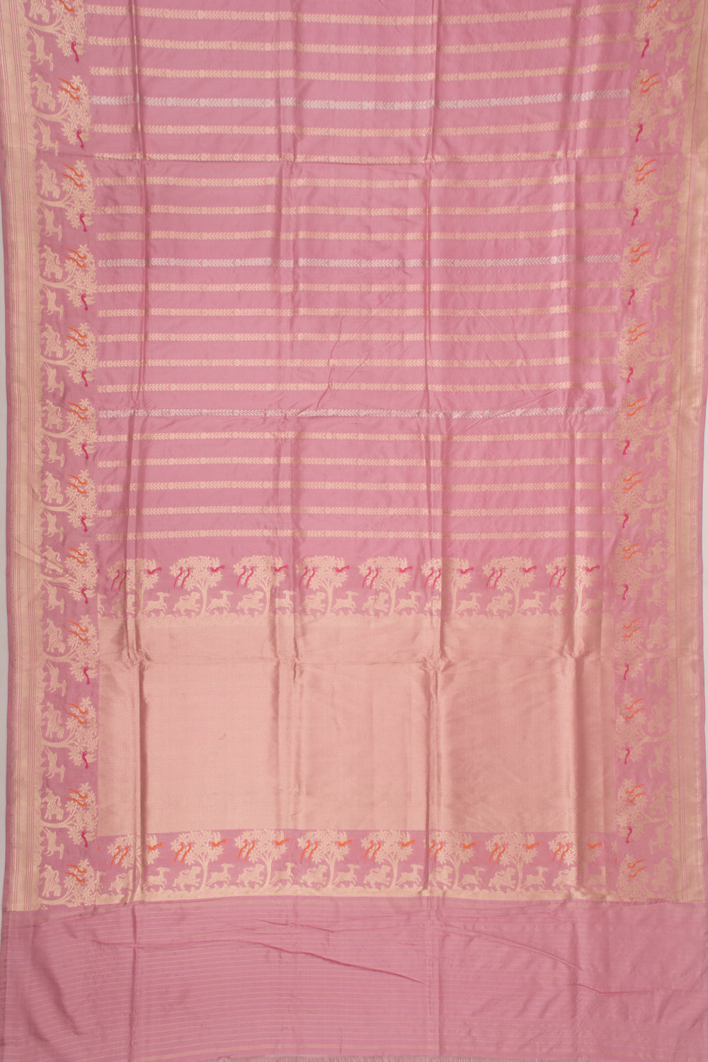 Banarasi Silk Vertical Lines Baby Pink Saree