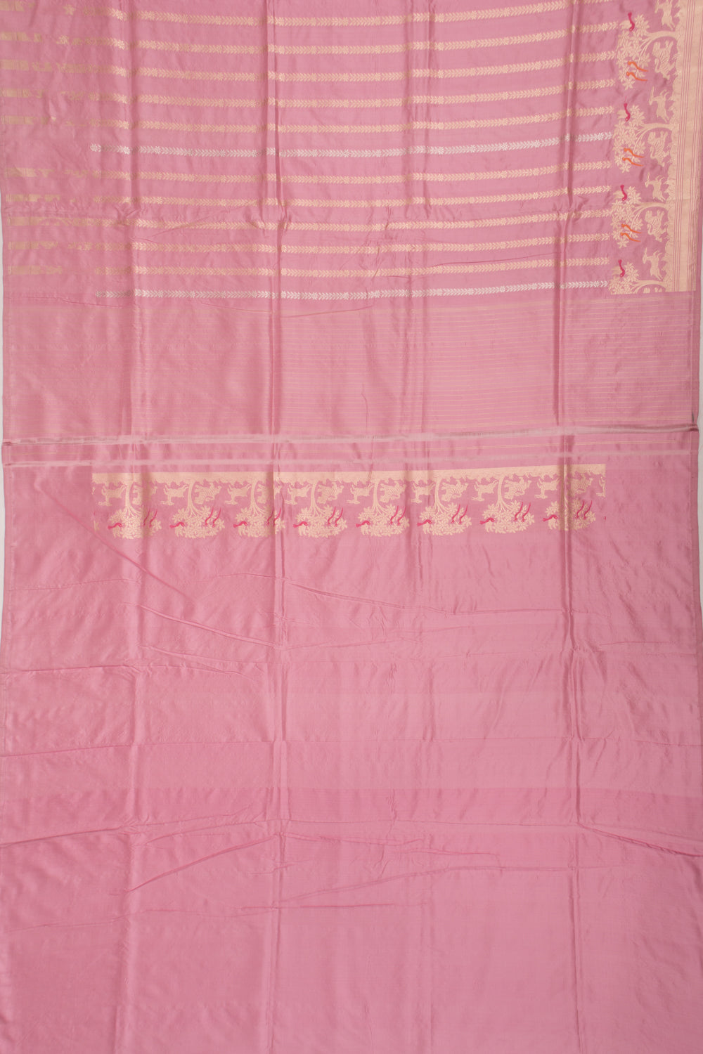 Banarasi Silk Vertical Lines Baby Pink Saree