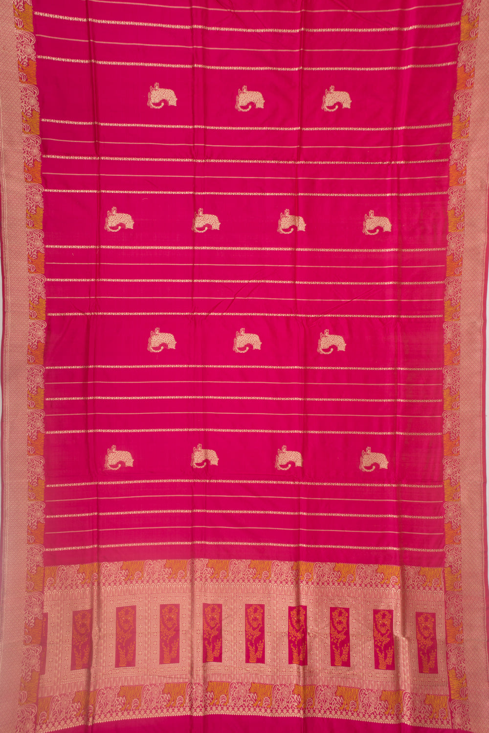 Banarasi Silk Vertical Lines And Butta Pink Saree