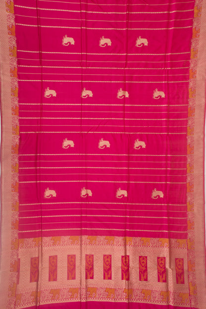Banarasi Silk Vertical Lines And Butta Pink Saree