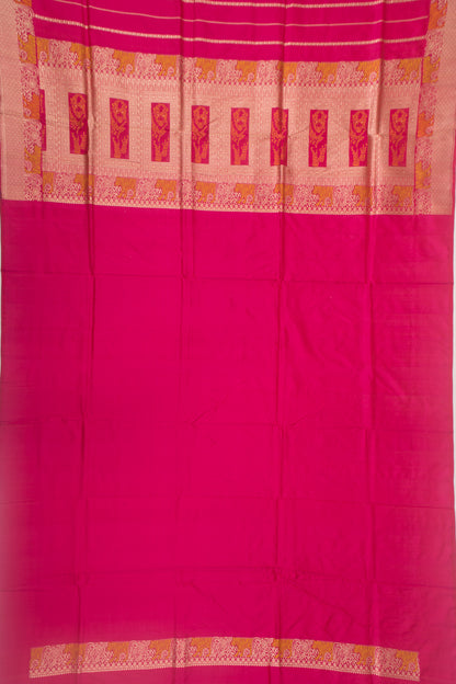 Banarasi Silk Vertical Lines And Butta Pink Saree