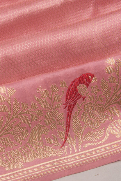 Banarasi Silk Brocade Pastel Pink Saree