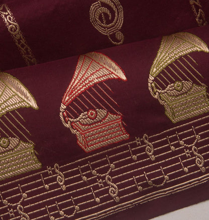 Banarasi Silk Vertical Lines And Butta Brown Saree