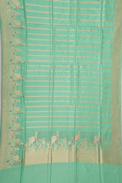 Banarasi Silk Vertical Lines Sea Green Saree