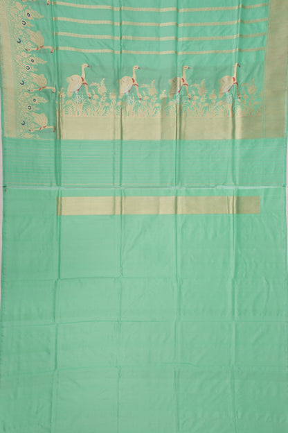 Banarasi Silk Vertical Lines Sea Green Saree