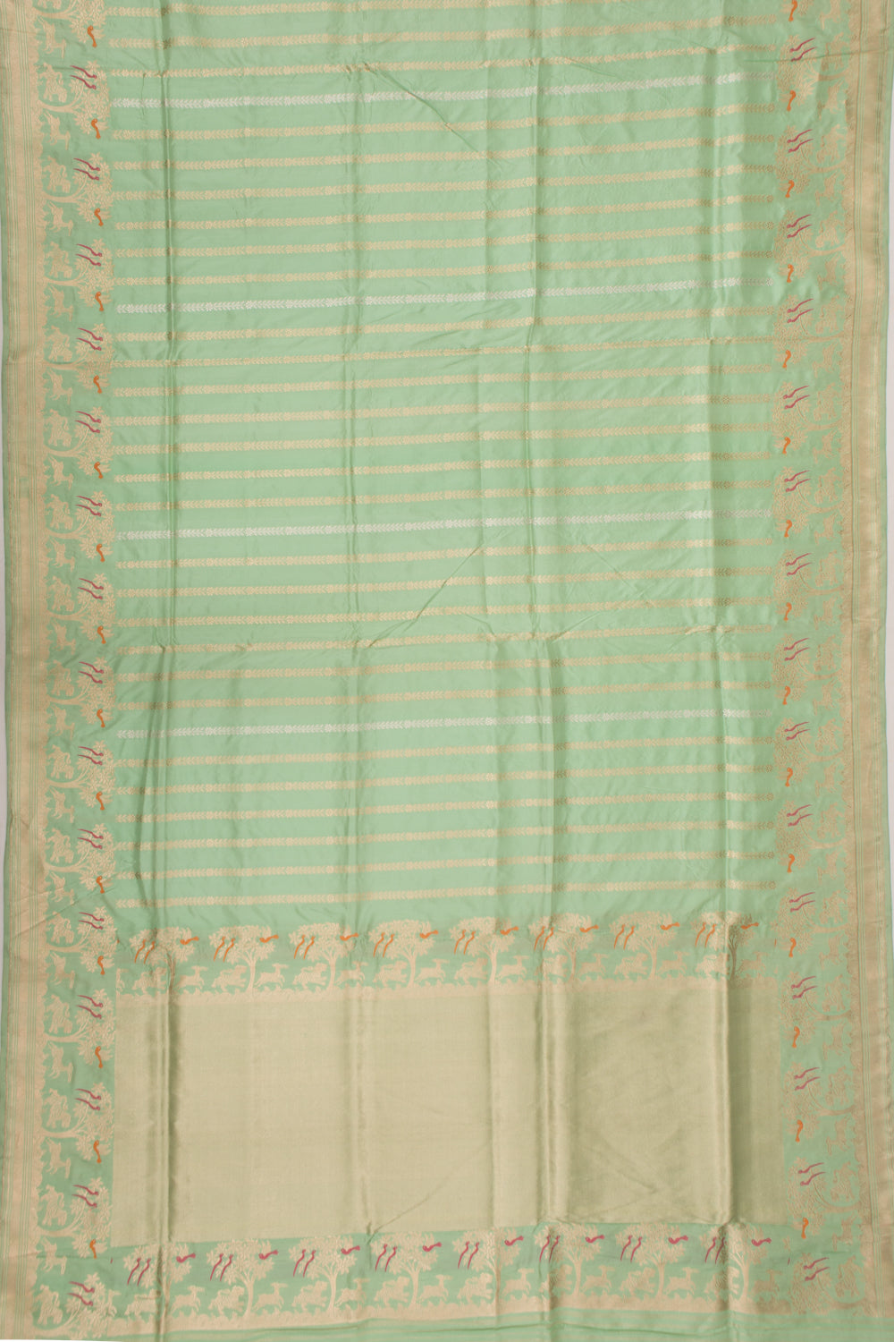 Banarasi Silk Vertical Lines Pastel Green Saree