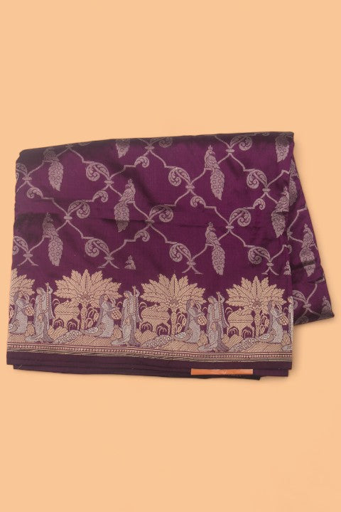 Banarasi Silk Brocade Purple Saree
