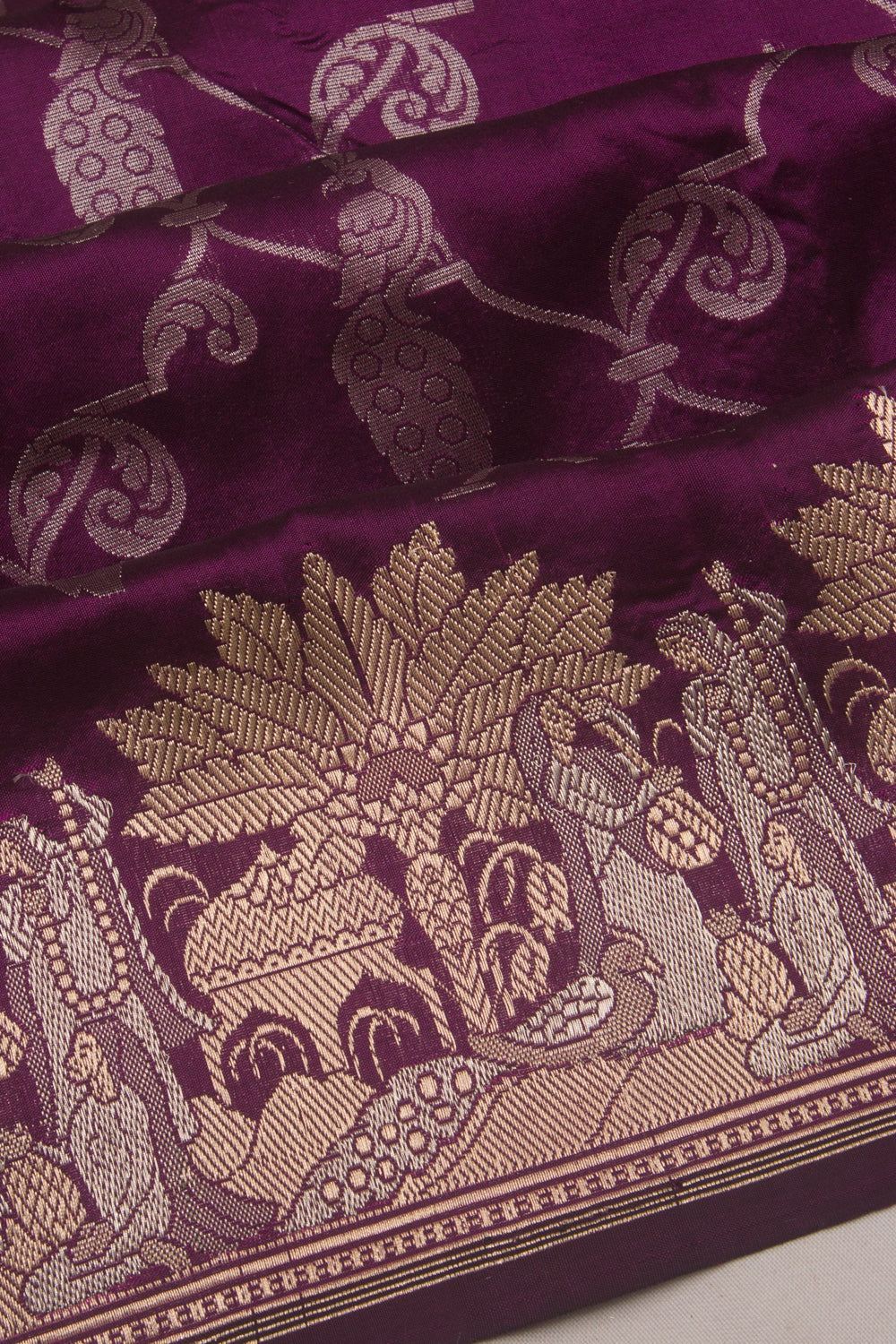 Banarasi Silk Brocade Purple Saree