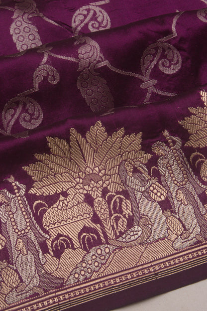 Banarasi Silk Brocade Purple Saree