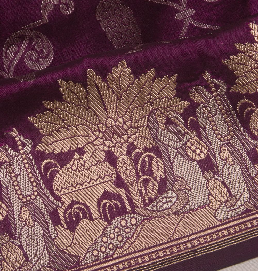 Banarasi Silk Brocade Purple Saree