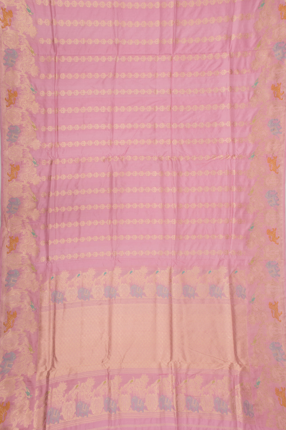 Banarasi Silk Vertical Lines Pink Saree