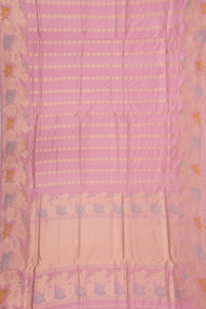 Banarasi Silk Vertical Lines Pink Saree