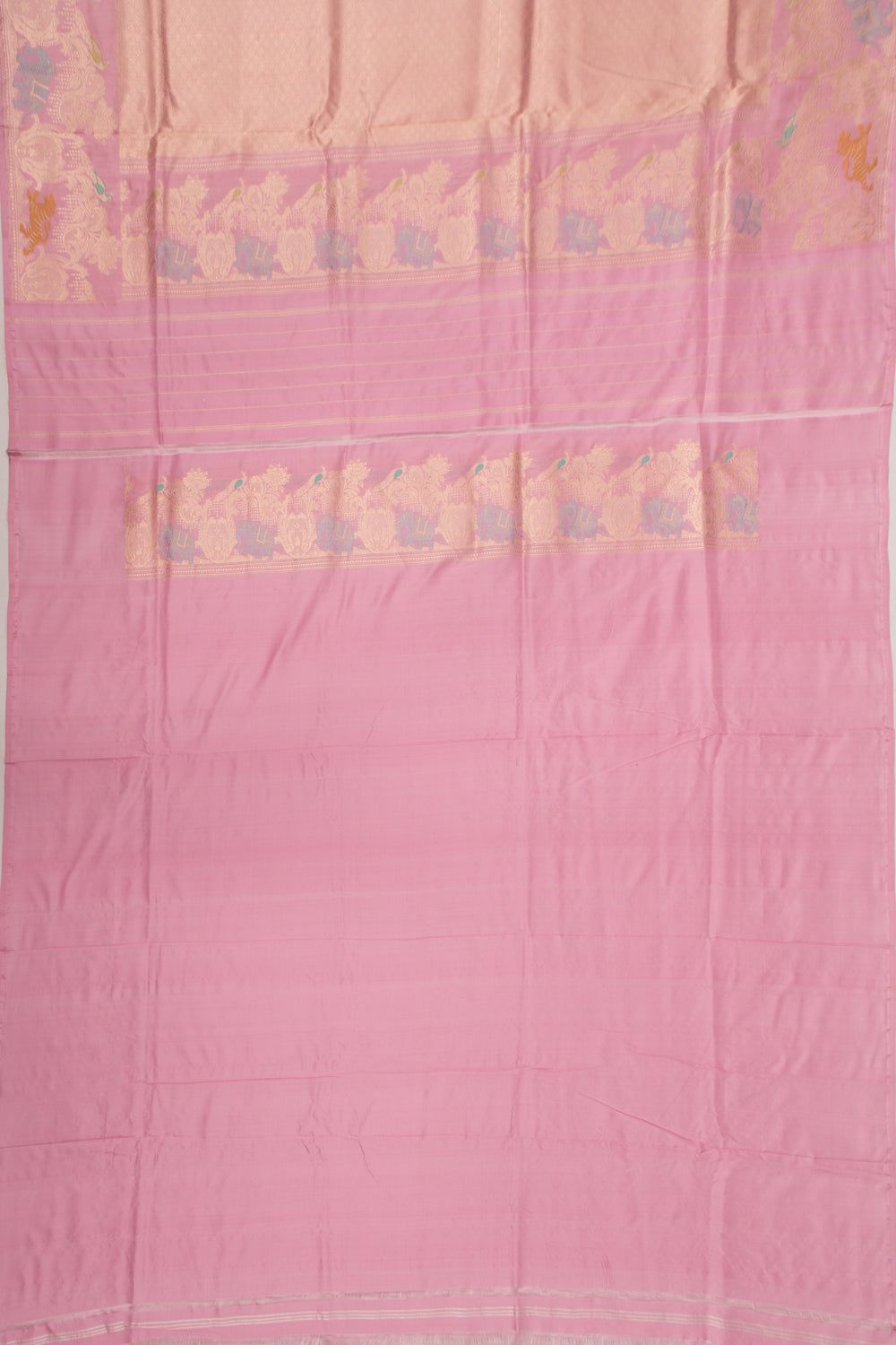 Banarasi Silk Vertical Lines Pink Saree