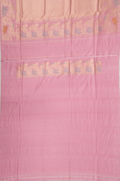 Banarasi Silk Vertical Lines Pink Saree