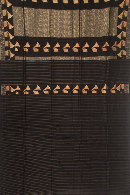 Banarasi Silk Vertical Lines And Butta Black Saree