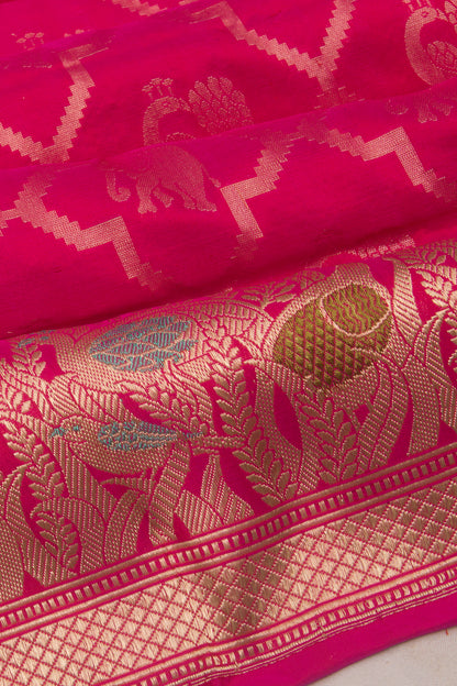 Banarasi Silk Brocade Pink Saree