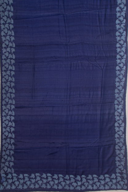 Tussar Plain Blue Saree