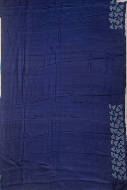 Tussar Plain Blue Saree