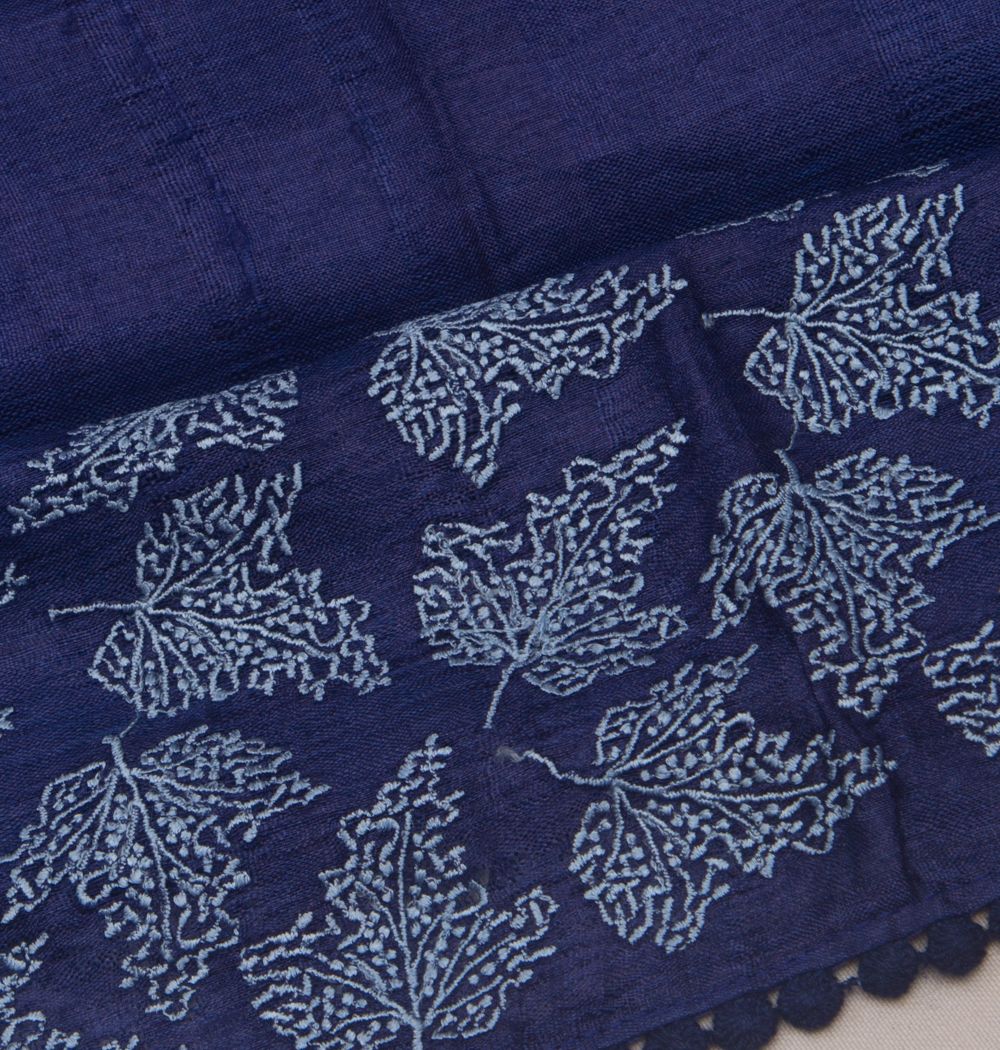 Tussar Plain Blue Saree