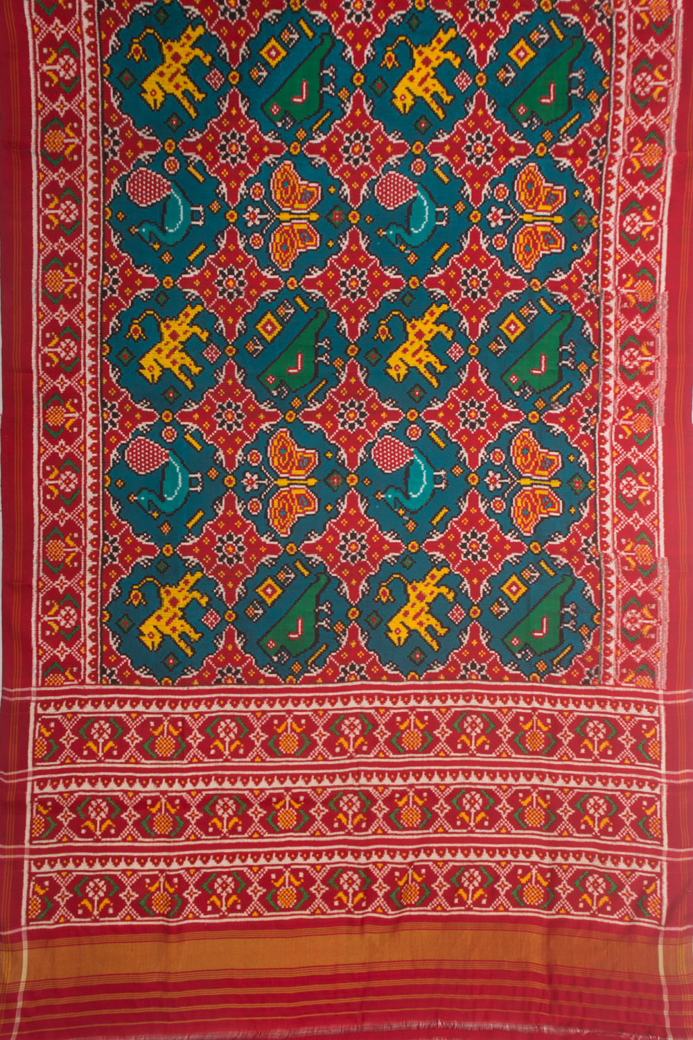 Patan Patola Silk Double Ikat Sea Blue Saree